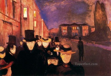 evening on karl johan street 1892 Edvard Munch Oil Paintings